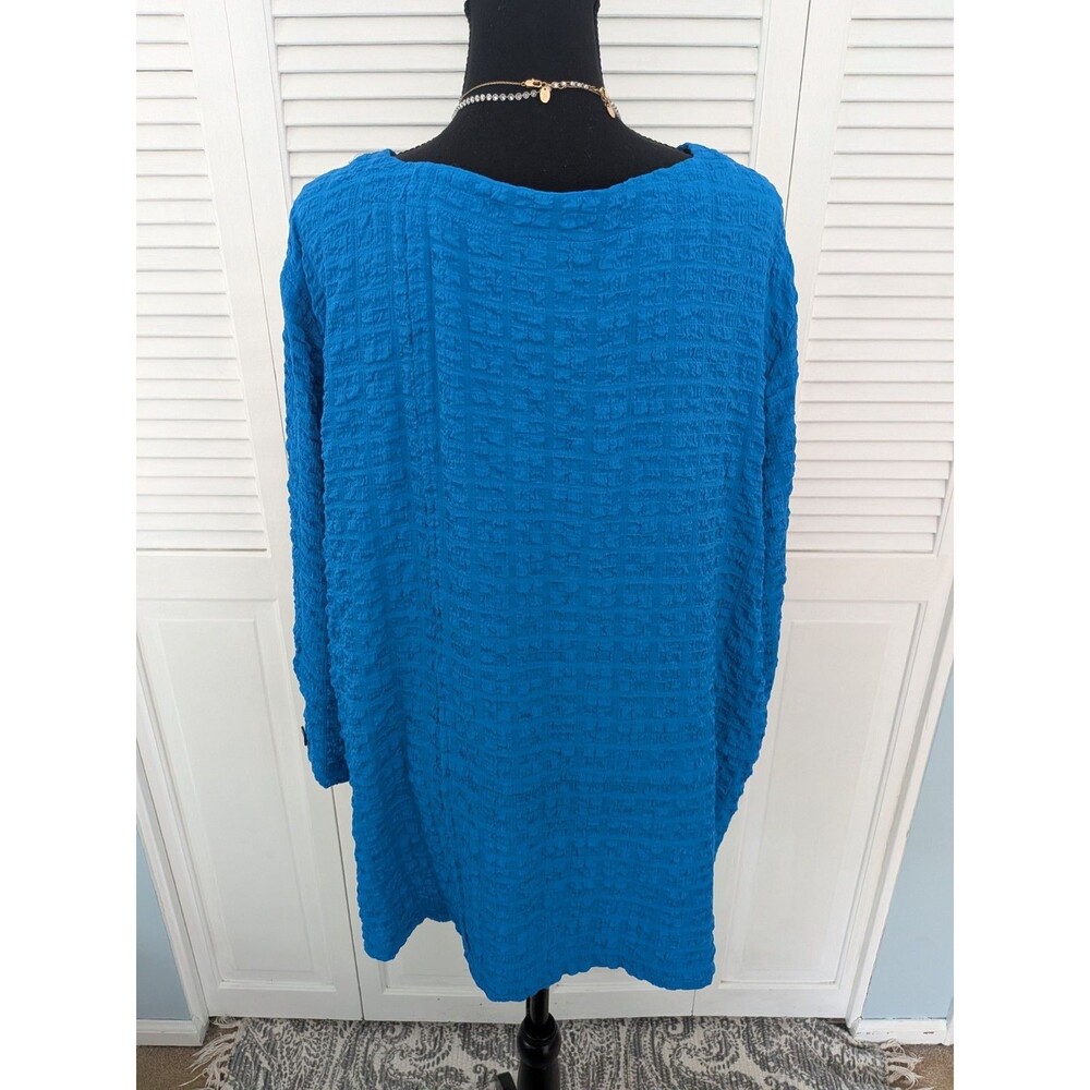 Ali Miles Tunic Women's 1X Blue Wearable Art Blouse Shirt Top Abstract Textured - Picture 6 of 11